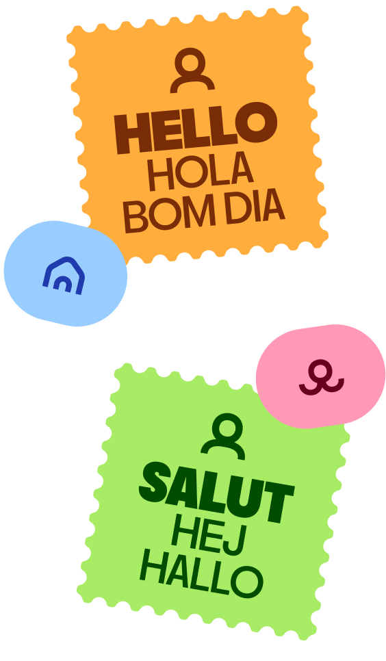 Illustrations containing "Hello" in different languages
